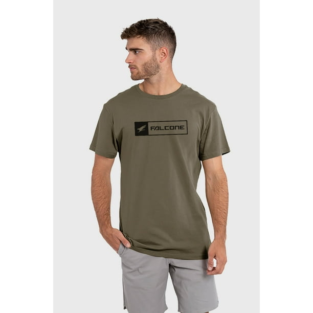 Polera Orgánica Rectangular Logo V2 Verde Hombre Falcone