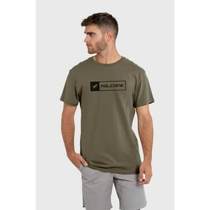 Polera Orgánica Rectangular Logo V2 Verde Hombre Falcone