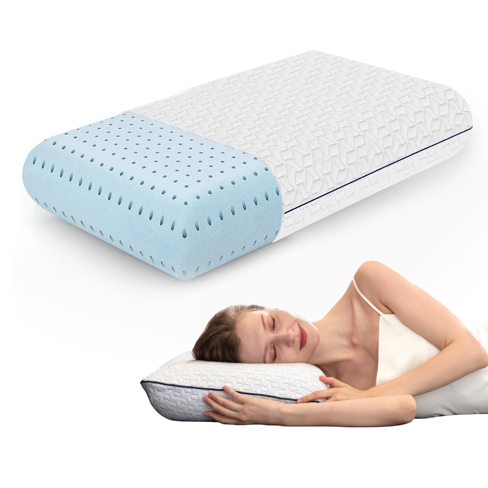 Almohada Viscoelástica Vaverto, Tamaño Queen, Gel, 1 Paquete, Firme