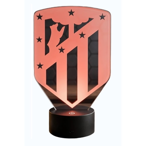 Lampara Ilusion 3D Atletico de Madrid de 7 colores, Base touch