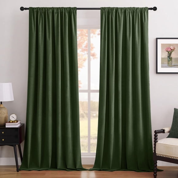 Cortinas Joydeco 2 Paneles Terciopelo Verde 132x305 cm Opacas