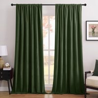 Cortinas Joydeco 2 Paneles Terciopelo Verde 132X305 Cm Opacas