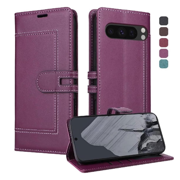 Premium Wallet Case for Google Pixel 8 Pro with Card Slots & Kickstand, Flip Cover Purple