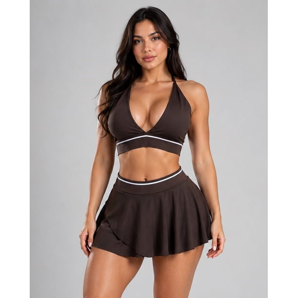 Conjunto Fitness Mujer Falda Con Short Interior Y Top - JYT057