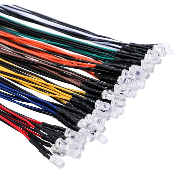 Kit de 56 LED EDGELEC de 5 mm para 12 V, prearmados, 7 colores