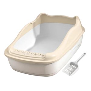 Ioensy - Caja De Arena Para Gatos Semicerrada Para Mascotas Pequeñas, Material Pp, Antisalpicaduras, Parte Superior Abierta, Color Blanco