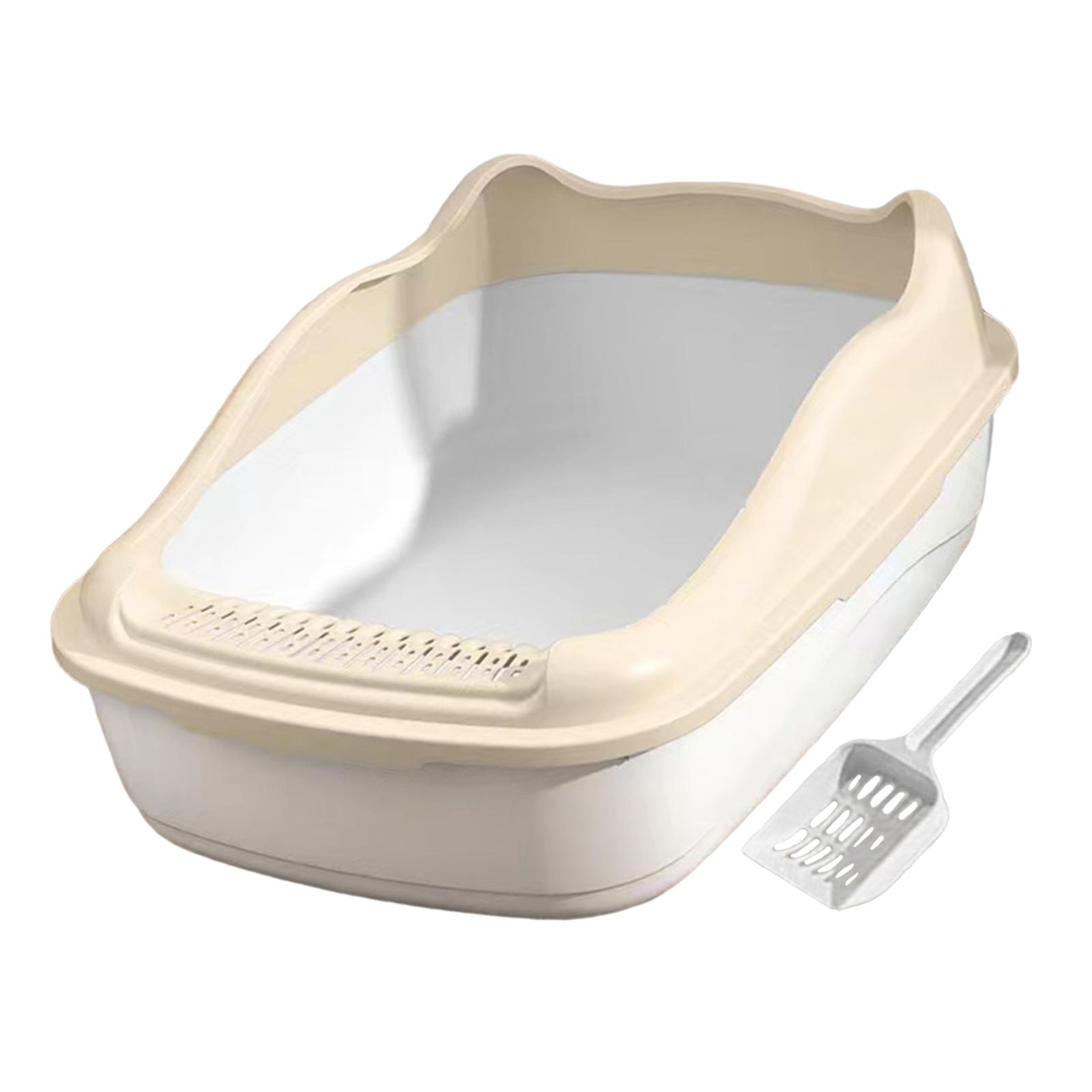 Ioensy - Caja De Arena Para Gatos Semicerrada Para Mascotas Pequeñas, Material Pp, Antisalpicaduras, Parte Superior Abierta, Color Blanco