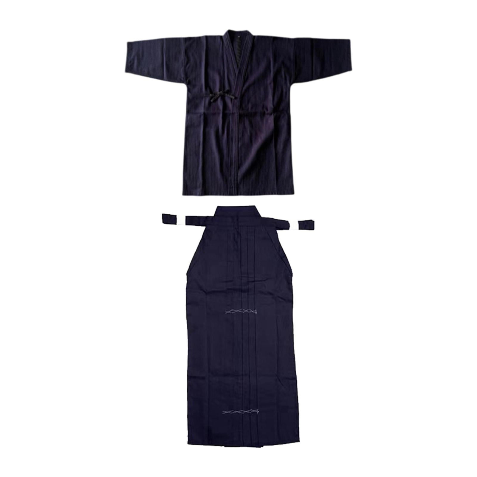 Ioensy - Conjunto De Uniforme De Kendo, Hakama De Kendo, Ninjas Transpirables, Judo, Kimono Japonés, Hakama, 165 Cm, Azul Y Azul