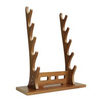 Magideal - Estante De Exhibición De Espadas Samuráis, Colgador De Espadas Medievales, Organizador De Almacenamiento De Sables De Luz, Soporte Decorativo Tanto Nogal 5 Niveles