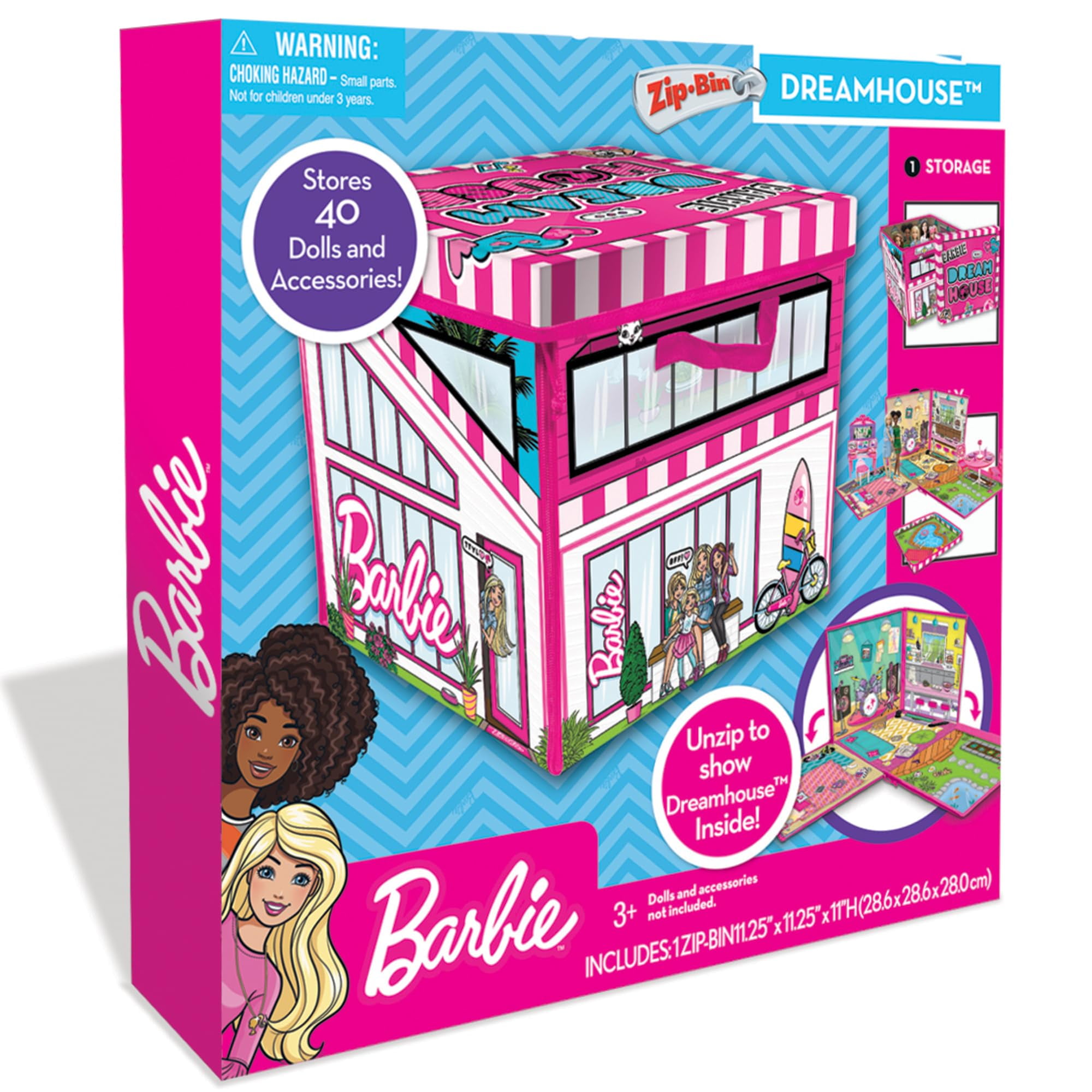Caja De Juguetes Y Tapete Barbie Zipbin 40 Doll Dream House