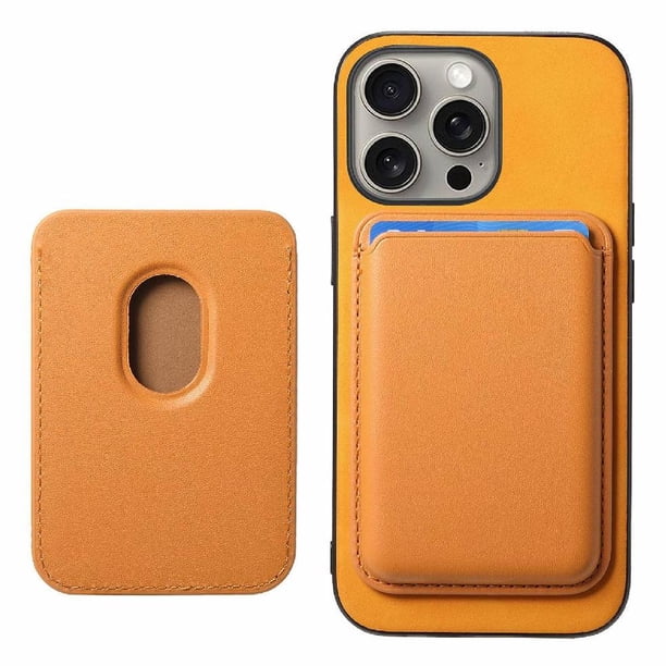 Funda de Cuero Magnética con Tarjetero para iPhone 16 Pro Max Cubierta Delgada Amarillo