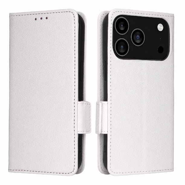 Funda Cartera para iPhone 17 Pro Tapa Flip con Ranuras y Soporte Blanco