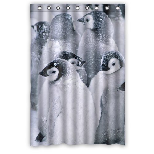 Pinghai - Cortina De Ducha Con Diseño De Pingüino, Con Ganchos, 122 X 183 Cm