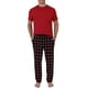 thumbnail image 3 of Pantalón de pijama Fruit of the Loom, forro polar para hombre, negro y rojo a cuadros, 3 of 3