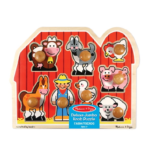 Puzzle Melissa & Doug Farm Animals Jumbo Knob De Madera 1+