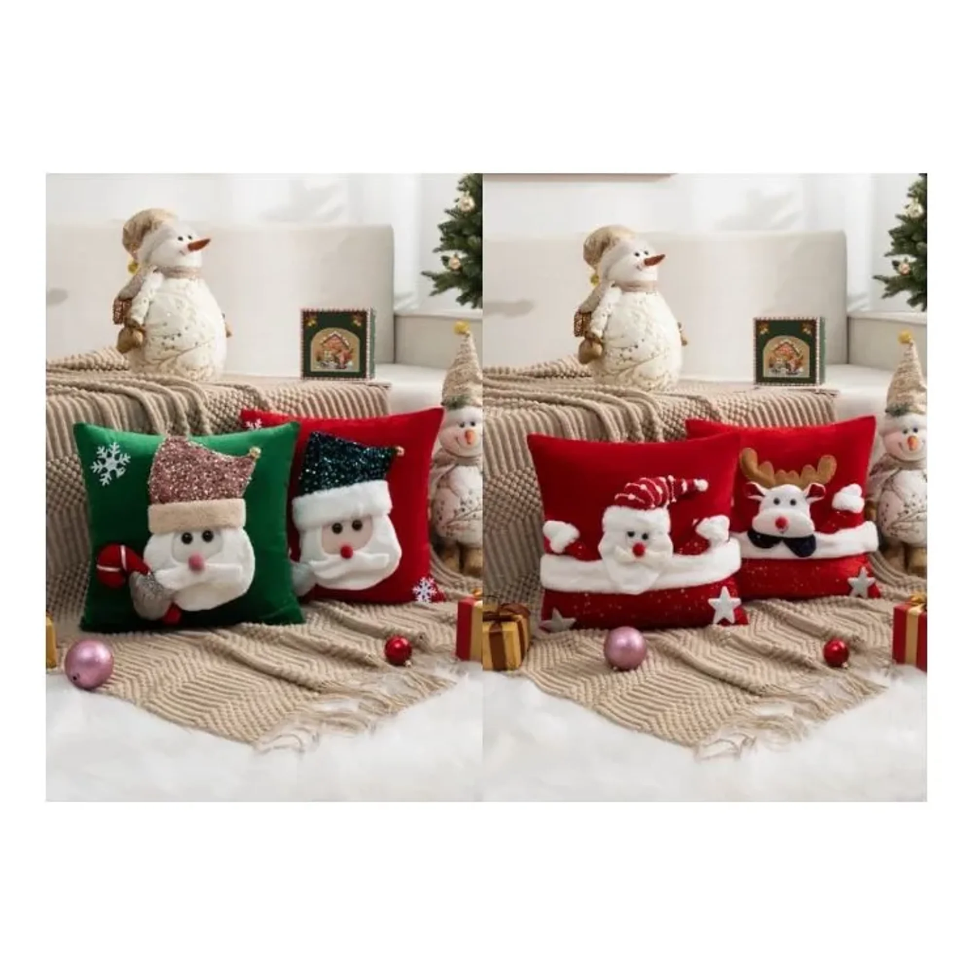 Casadeliacl - Funda Cojín Cuadrada Genérica 45x45 Cm Navidad 3d Verdey Dorado