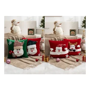 Casadeliacl - Funda Cojín Cuadrada Genérica 45X45 Cm Navidad 3D Verdey Dorado