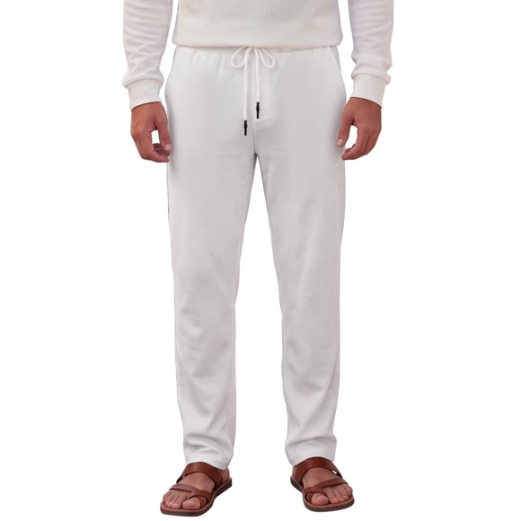 Pantalones de pana suaves de pierna recta con cintura de cordón ligeros para hombre 34 Blanco