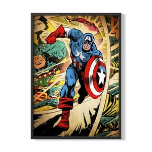 Creango - Cuadro Poster Enmarcado Capital America Marvel Comic Decorativo