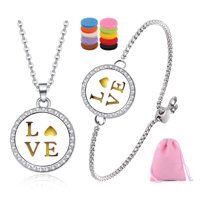 Set Pulsera Y Collar Aromaterapia Heshpaws Acero Inoxidable 7.5 Ft Cadena