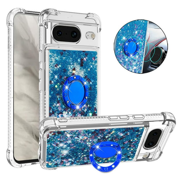 Funda Para Google Pixel 8 Con Brillo Líquido, Protección Completa Y Soporte De Anillo Giratorio