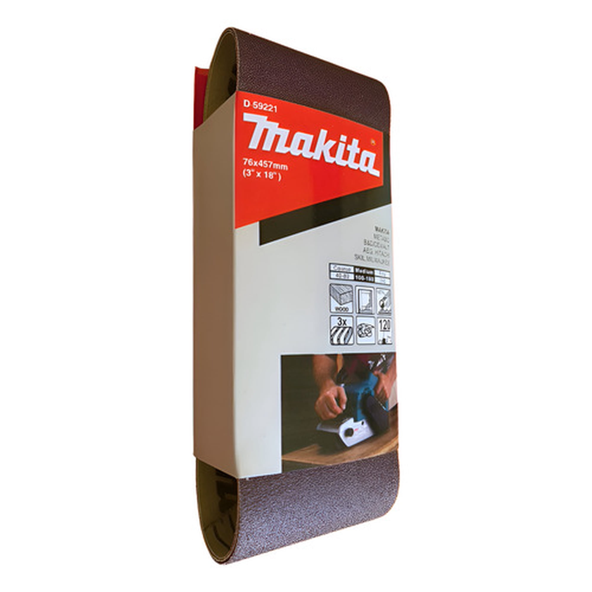 Marca - Lija De Banda 3 X 18 Pulgadas Makita Grano 120 D-59221 120