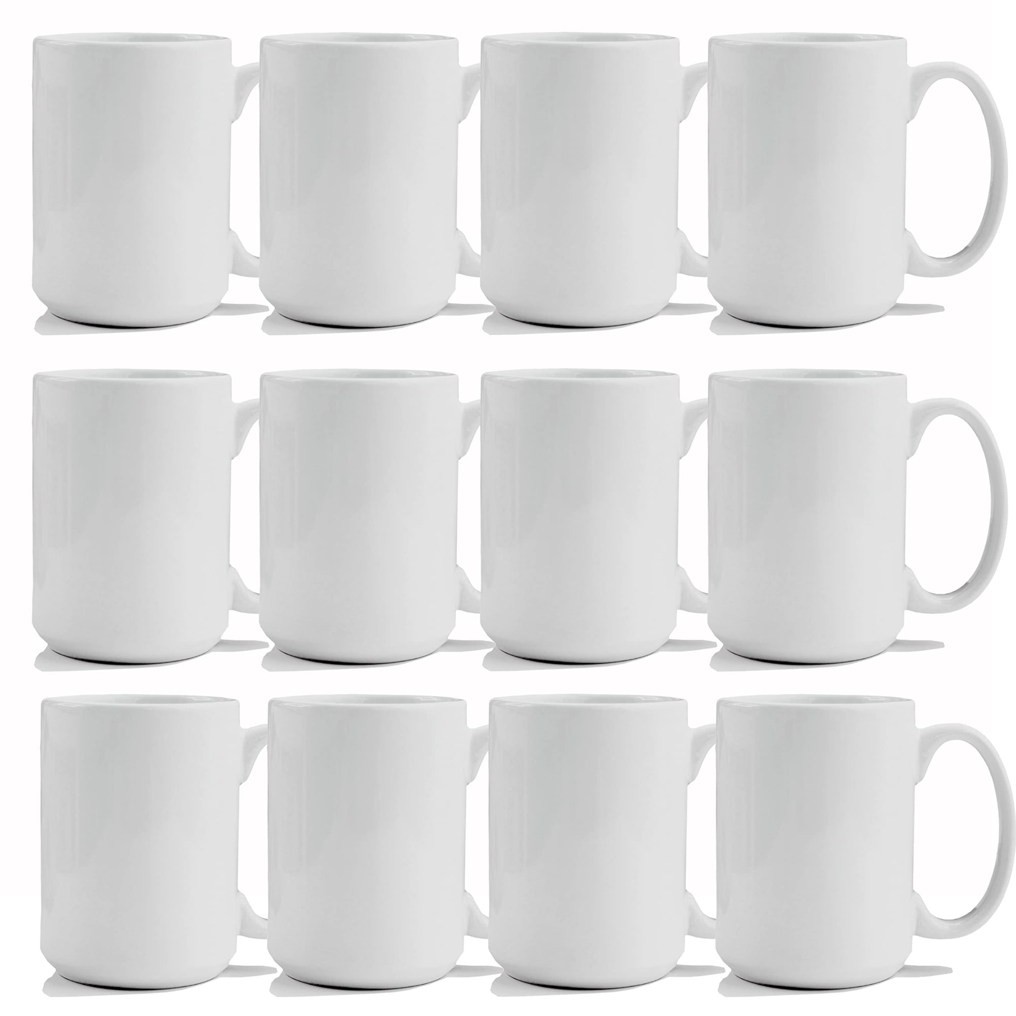 Juego De 12 Tazas De Sublimación Tanglong, 450 Ml, Cerámica Blanca