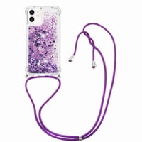 Funda Foxdock Para Iphone 12 Con Cuerda Ajustable, Brillo Líquido, Protección Antigolpes Y Lente – Ideal Para Regalo