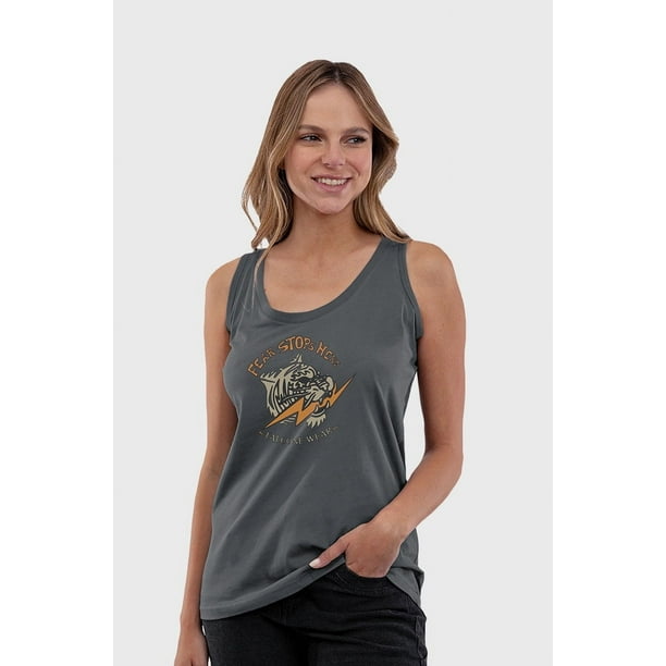 Polera Orgánica Sin Mangas Tiger Gris Mujer Falcone
