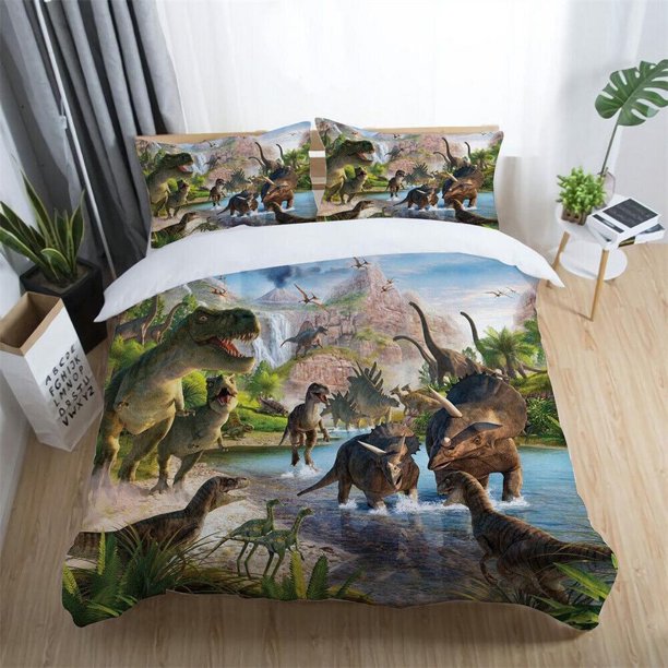 Game Style Forest Animal Train Flower Flag Quilt Duvet Cover Set Bedding 3-Piece Bedding Set