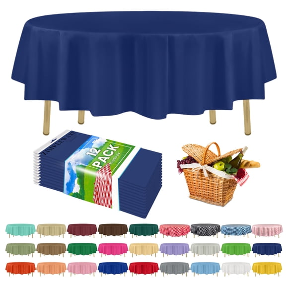 Mantel redondo ZIMPLEWARE 213 cm, paquete de 12, azul marino