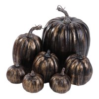 Magideal - 7X Calabazas Artificiales Surtidas Coración Chimenea De Halloween Calabaza Para Decoraciones Hogar , Negro Dorado