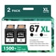 thumbnail image 1 of Cartuchos de tinta Cool Toner 67XL negros, paquete de 2 unidades para impresoras HP, 1 of 7