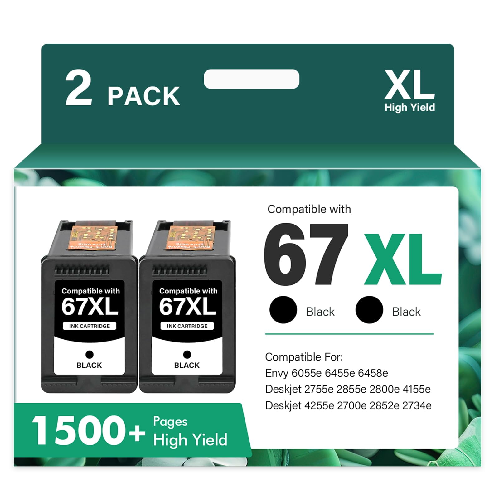 Cartuchos De Tinta Cool Toner 67xl Negros, Paquete De 2 Unidades Para Impresoras Hp