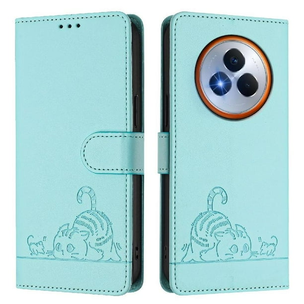 Funda tipo cartera FOXDOCK para Realme Narzo 80 Pro con soporte, ranuras, RFID, diseño de gato