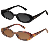 Gafas De Sol Mosanana Retro Oval Ms52360 Para Mujer, Color Negro/Tortuga