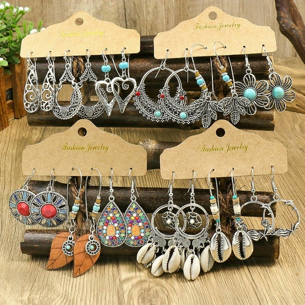 Vintage Boho Turquoise Drop Dangle Earrings Set - Perfect Gift for Women & Girls!