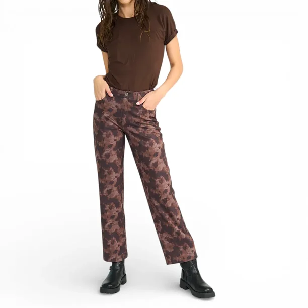 Pantalón Mujer Relaxed Suede Vaca Espresso Ellus