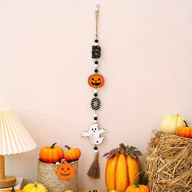 1pc, Spooky Halloween Decor - Beaded Witch Pumpkin Bat Pendant for Home, Room, Bedroom, Holiday, Garden, and Yard Decor