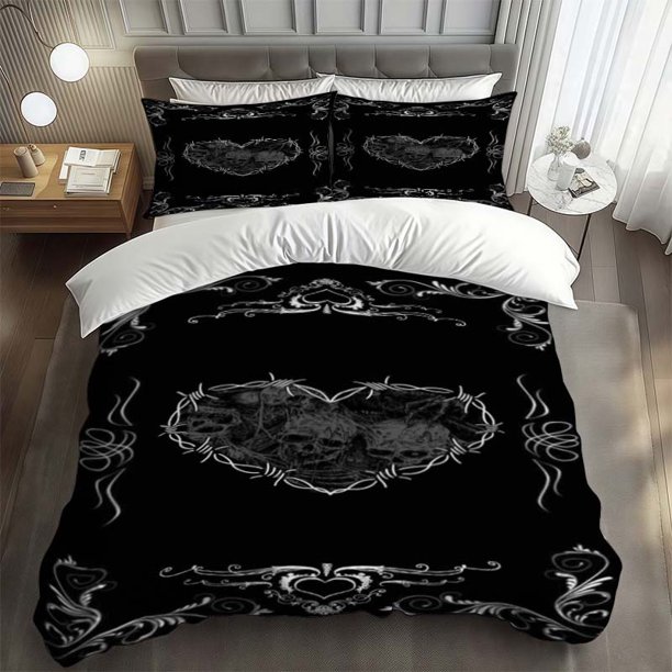 Gothic Dark Style Patterned Three-Piece Bedding Set. Soft And Comfortable Bedding Set Suitable for All Seasons