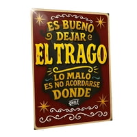 Genérico - Cuadro Quincho Metálico Frase Trago 30X20 Cm