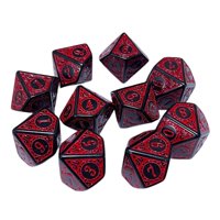 Bothyi - 10X Juego De Dados Poliédricos Juego De Juguetes De Barra Dados Para Juegos De Cartas Juego De Roles Rojo