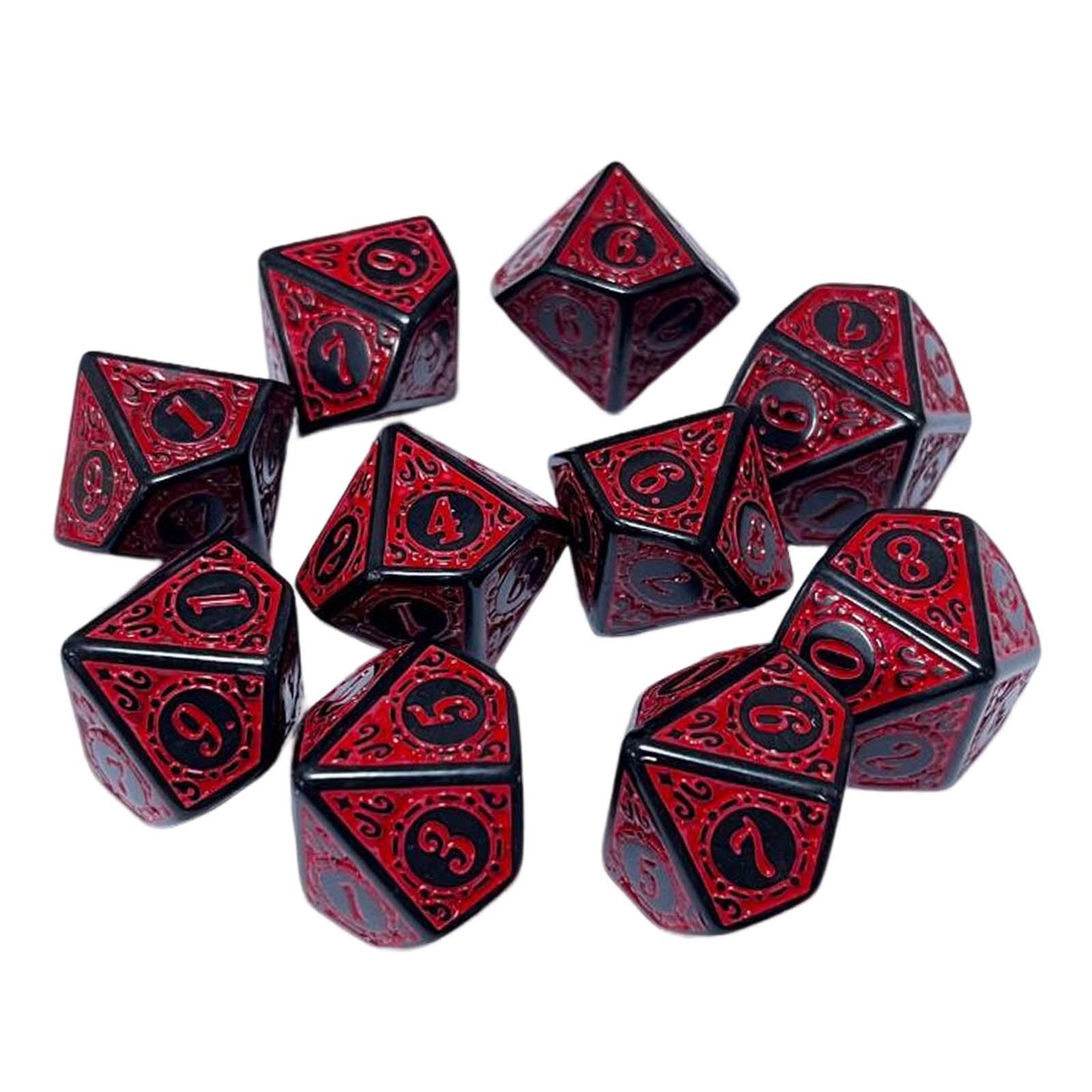 Bothyi - 10X Juego De Dados Poliédricos Juego De Juguetes De Barra Dados Para Juegos De Cartas Juego De Roles Rojo