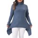 thumbnail image 1 of Agnes Orinda Suéter de Cuello Alto para Mujer de Talla Grande, Túnica de Manga Larga con Dobladillo Asimétrico, Suave y Cálido, Casual, Tejido de Punto Acanalado, 1X Grande Azul, 1 of 6
