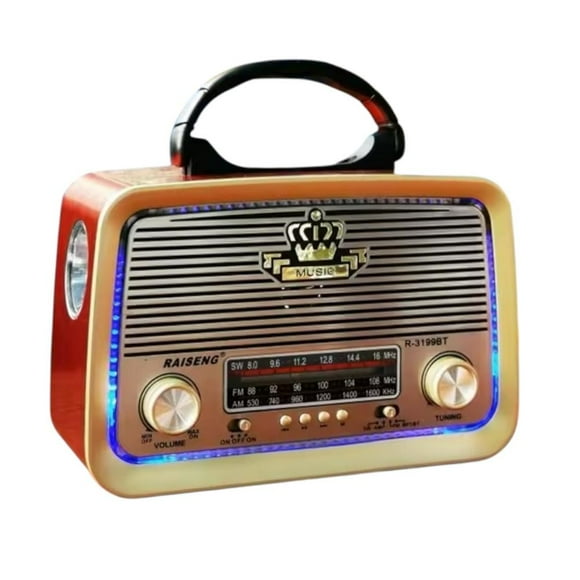 Radio Portátil Linterna Bluetooth Recargable Y A Pilas Retro Vintage Rojo