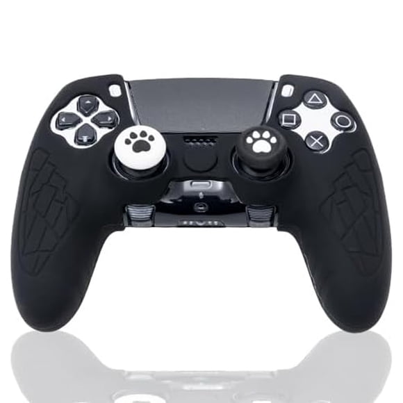 Funda de mando inalámbrico para PS5 Dualsense Edge, funda con pegatina y tapones para el pulgar-Negro