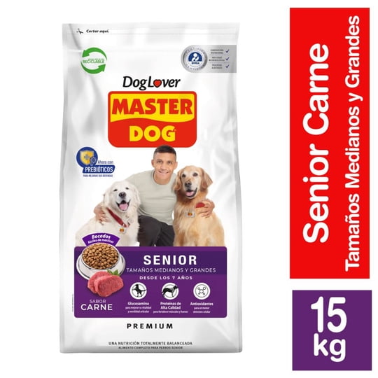 Alimento Seco Perro Senior Cuidado Articular Sabor Carne Bolsa 15 kg Master Dog