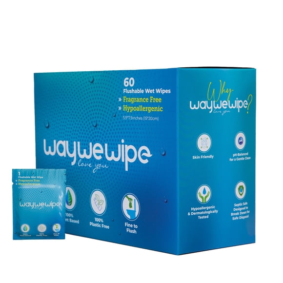 Toallitas Húmedas WayWeWipe 60 uds XL Descartables Sin Fragancia