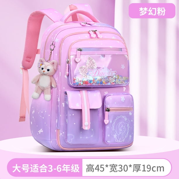 Primary Bow Knot Schoolbag With Rabbit Pendant For Girls Orthopaedics Kids Backpack Kawaii Waterproof School bag