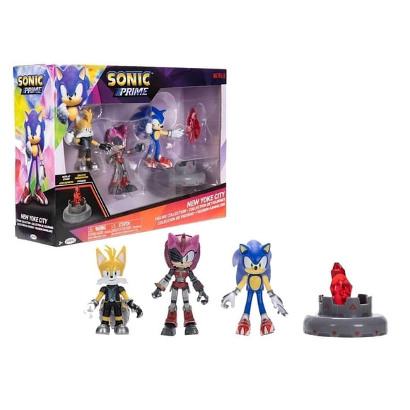 Paquete múltiple de figuras Sonic Prime 2.5 con Sonic, Tails y Prism
